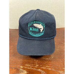 Vintage California King Salmon Navy Blue Snapback Hat With Embroidered Patch X3